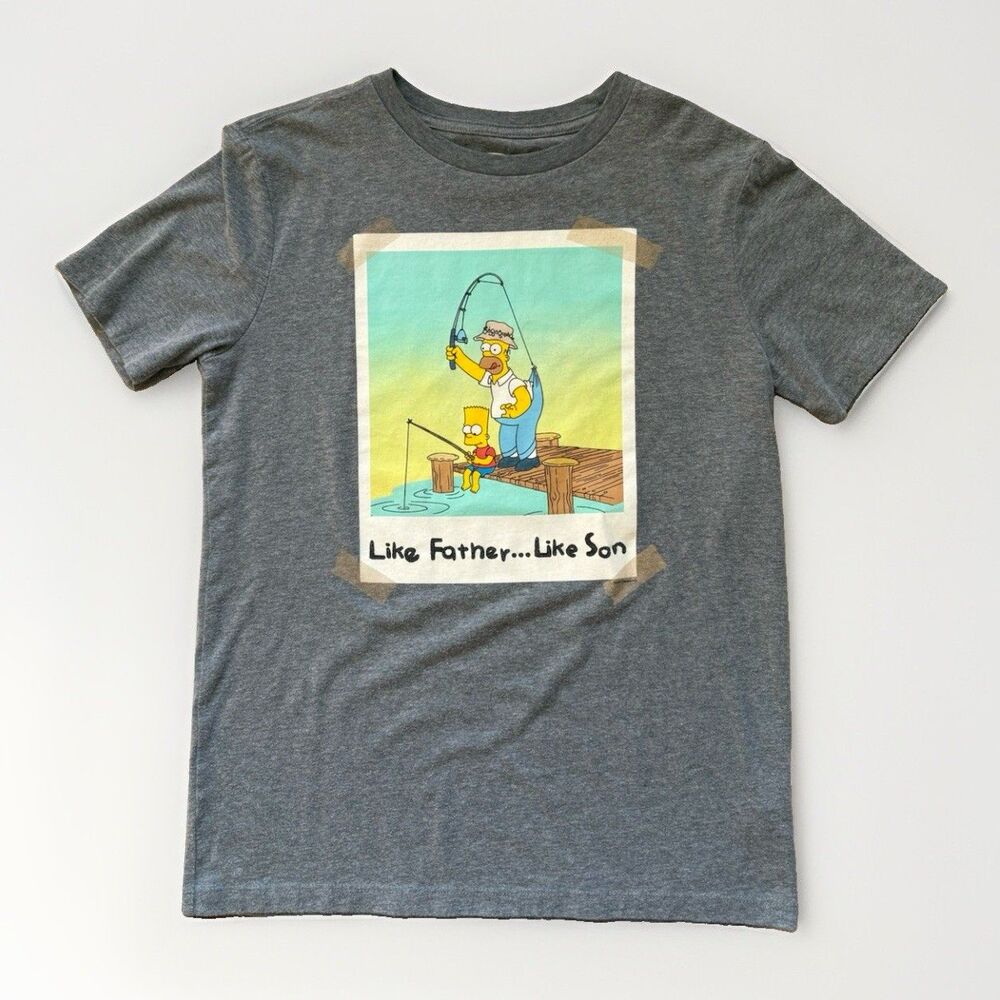 The Simpsons Graphic Cotton Crew Neck Tee Old Navy Boys L (10-12) Gray T Shirt